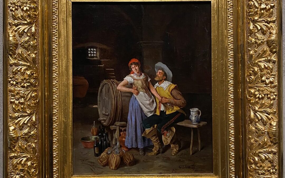 Leinwandgemälde mit vergoldetem Rahmen – Restaurierung 2020